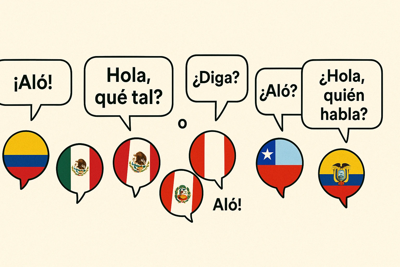 Ejemplos de saludos localizados para llamadas con IA
